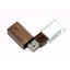 USB-флешка на 64 ГБ прямоугольной формы, под гравировку 3D логотипа, материал стекло, с деревянным колпачком красного цвета, красный-